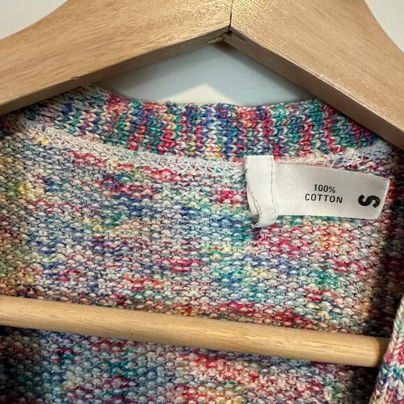 Vintage 80s 90s Rainbow Confetti Sweater Vest Sleeveless Cardigan Small S Y2K - Picture 7 of 9